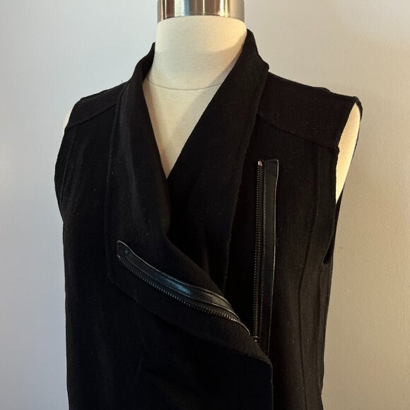 Vince Women's Black Wool & Leather Long Jacket / Sweater - Size XS - Picture 4 of 7